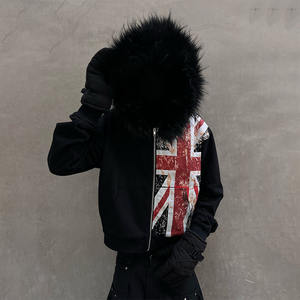 Felpe con cappuccio da uomo di nuova <span class=keywords><strong>tendenza</strong></span> <span class=keywords><strong>felpa</strong></span> con cappuccio con Zipup stampato con schermo pesante con cappuccio Vintage con Zip - Product Image 1