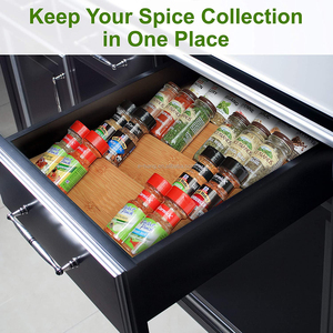 HOT SALE Bamboo Kitchen <strong>Drawer</strong> <strong>Organizer</strong> 4-Tier Bamboo <strong>Spice</strong> Rack <strong>Organizer</strong> for <strong>Drawer</strong> Large <strong>Spice</strong> Tray for Kitchen Storage - Product Image 5
