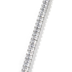 Wholesale Luxury Men's European American Hip Hop Tennis Style Natural <b>Stone</b> 925 Silver <b>Bracelet</b> Fine Chain Link Brilliant Cut - Product Image 3