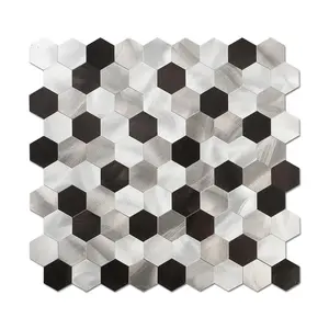 Telha mosaico hexágono do painel composto de alumínio do prata e preto para backsplash