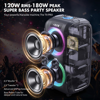 W-King T9PRO Haut-parleurs avec micros 120W Haut-parleur de fête Système de karaoké portable Haut-parleur DJ avec caisson de basses Haut-parleur de cinéma maison