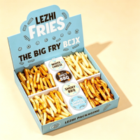 Boîte d'emballage jetable pour frites et hamburgers, avec compartiment pour sauce, idéale pour la vente à emporter