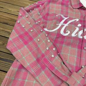 Tùy Chỉnh Thêu Logo Cổ Áo Vuông Cổ Điển Đau Khổ Đá Quý 100% Bông Lớn Kiểm Tra Vải Dài Tay Áo Của Nam Giới Áo Sơ Mi - Product Image 2