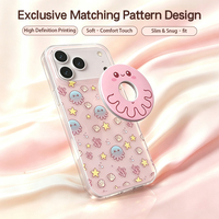 Coque de téléphone antichoc en PC et fibre d'aramide avec impression IML couleur unie, support magnétique rotatif à 360°, version universelle compatible