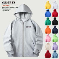 Sweat-shirt à capuche unisexe 300 GSM 80 % coton, léger, à fermeture éclair intégrale, manches longues, pour l'entraînement et la mode, haut uni pour l'automne