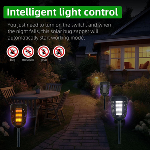 Lampe torche solaire à LED étanche 3 en 1 pour l'extérieur Lampe de jardin électronique Bug Zapper pour insectes et moustiques Lutte antiparasitaire Flamme vacillante - Product Image 5