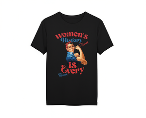 Camiseta de Empoderamiento Femenino, con Estampado del Mes de la Historia de la Mujer, Cuello Redondo Informal, 100% Algodón, Corte Regular, Manga Corta, Tejido Jersey - Product Image 1