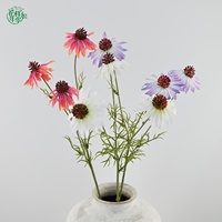 Nouveauté : Bouquet artificiel multicolore d'échinacée et de marguerites, 68 cm, 3 branches, pour centres de table, arrangements floraux, décoration