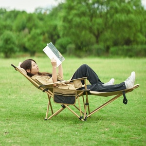 เก้าอี้พักผ่อนพับได้ น้ำหนักเบา โครงอะลูมิเนียม เก้าอี้ตกปลาแบบพกพา สำหรับตั้งแคมป์กลางแจ้ง ชายหาด สวน พร้อมที่วางเท้า - Product Image 3