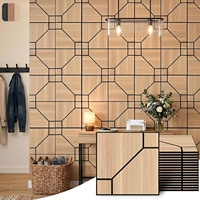 Panneau acoustique mural en feutre PET sculpté avec placage en bois de chêne blanc, insonorisant, auto-adhésif, en fibre de polyester