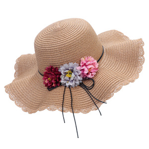 Nouveau produit <span class=keywords><strong>2022</strong></span>, chapeau de paille simple pour femme, grand chapeau de soleil à fleurs, vente en gros, chapeau de soleil fin et respirant pour l'été - Product Image 2