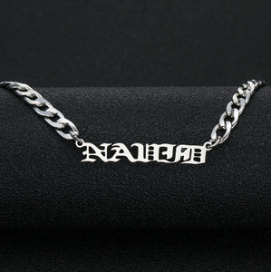 Collegare collana personalizzata in acciaio inox in europeo e americano nome del numero collana di sesso maschile e femminile lettera Hip Hop ciondoli - Product Image 5