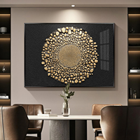 Peinture murale abstraite de luxe léger pour décoration de restaurant, toile murale haut de gamme pour salon