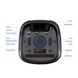 Meilleures ventes 2023 Enceinte Bluetooth d'extérieur avec double caisson de basses de 8 pouces, en plastique, sur roulettes, pour fêtes, avec lumière LED - Product Image 6