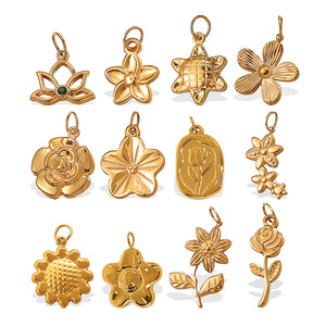 ร้านดอกไม้บูติก |   จี้รูปดอกไม้เคลือบทอง 18K PVD บนสแตนเลสสตีล สำหรับทำเครื่องประดับ |   กันน้ำและป้องกันการแพ้ - Product Image 2