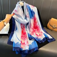 Nouveaux Styles Mode Foulards et Châles en Imitation Soie de Haute Qualité Luxe à Imprimé Cheval Orange, Écharpe de Tête en Soie Polyester Designer pour Femme