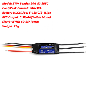 ZTW <span class=keywords><strong>Beatles</strong></span> G2 20A/30A/60A/80A/100A/120A ESC Brushless 32 bits 2-6S SBEC 5V/6V SMR Frein inversé pour avion RC et drone à voilure fixe - Product Image 2