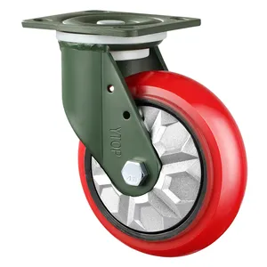 3 "4" 5 "6" 8 "Rodízio Rodas Vermelho PU Carrinho Rodízios Pesados PU Rodízios Industriais - Product Image 3