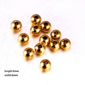 Perles d'espacement rondes en acier inoxydable Ason, couleur argent mat/doré, trou 5*6MM - Product Image 2
