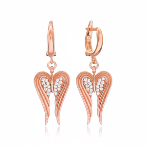 Pendientes colgantes de Plata de Ley 925 hechos a mano para mujer, diseño de alas de Ángel turco, venta al por mayor - Product Image 2