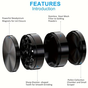 Bán Buôn Biểu Tượng Tùy Chỉnh Của Nhãn Hiệu Cao Cấp Kim Loại Thuốc Lá Máy Nghiền 40Mm 50Mm 55Mm 63Mm 4 Hai Lớp Kẽm Hợp Kim Thảo Mộc Máy Xay - Product Image 4