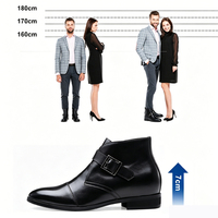 Bottes rehaussantes pour hommes à boucle, style moine, design classique, faites à la main, avec semelle compensée, rehaussant la taille de 8 cm