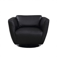 Fauteuil de salon pivotant moderne en cuir écologique, structure en bois massif, pieds en acier carbone, pour la maison, le bureau ou la chambre