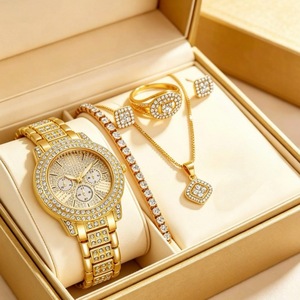 High Quality <b>Cheap</b> Round Pointer Women's Wrist Rhinestone 5-piece Set Silver Diamond Jewelry Women's Quartz Casual <b>Watch</b> - Product Image 2