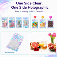 Sacs en Mylar Mini Ziplock en stock, transparents d'un côté, holographiques, pour le stockage alimentaire