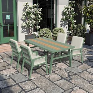 AJUNION高級北欧ガーデンレストラン家具アルミ熱転送ダイニングテーブルポリラタンアームレスト屋外ダイニングセット - Product Image 6