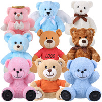 OEM ODM Jouets en peluche doux et mignons de 20 cm et 25 cm, animaux en peluche personnalisés avec logo, gris, bleu, marron, ours en peluche pour enfants