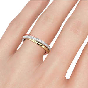 Mode Classique Moissanite Anneau Or Bijoux Diamants Anneau Trois Tons Coupe Ronde Moissanite Anneau - Product Image 5