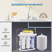 Système de filtration d'eau par osmose inverse (RO) à 6 étapes avec régulation du TDS, débit de 75 GPD, purificateur d'eau alcaline avec réservoir
