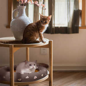 Massief eiken bijzettafel, ronde bijzettafel, minimalistisch nachtkastje, kleine banktafel voor woonkamer, slaapkamermeubilair - Product Image 3