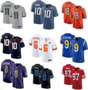 Camisetas Deportivas Cortas Transpirables con Bordado de los <span class=keywords><strong>Buccaneers</strong></span> de Fútbol Americano 2526 # Uniforme de Hombre Mayfield 6, Venta al por Mayor en China - Product Image 4