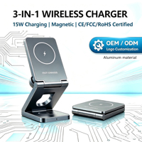 Nieuwste Ontwerp Op Maat Volledig Compatibel 3-In-1 Opvouwbare Magnetische Zuig Draadloze Oplader Pd Snel Opladen 23W Max Power Travel