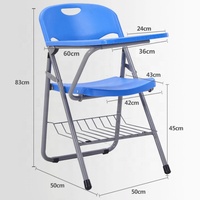 Mobilier de bureau pour l'école Chaises et tables pour enfants personnalisées bleues pour salle de classe d'étudiant Chaise d'étude simple pliante en acier