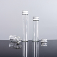 Tube à essai en verre plat transparent pour animaux de compagnie Tube à essai en verre pour animaux de compagnie à fond plat avec bouchons à vis 115ml