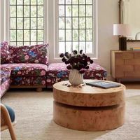 Table basse moderne de style minimaliste du milieu du siècle, ronde, en bois massif pour salon, maison ou villa