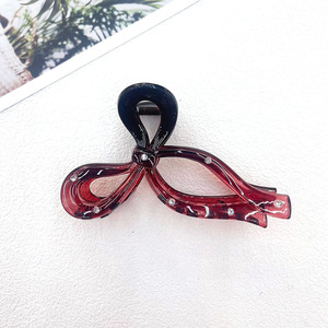 11CM French Transparent <b>Bow</b> Hair <b>Clip</b> Plastic Rhinestone Shark Design Women's Environmental Friendly Daily Use Hair Accessory - Product Image 3