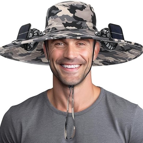 Fishing Men's Summer Outdoor Mountaineering Farmwork Fishing UV Sun Shade Solar Fan Fisherman's Hat
