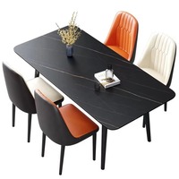 Meubles de salle à manger de luxe durables, table en pierre et 4 chaises confortables