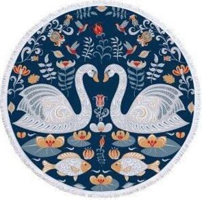 ผ้าขนหนูไมโครไฟเบอร์ชายหาดวงกลมสำหรับเล่นกีฬาพิมพ์ลายสวรรค์เขตร้อนมีขอบ - Product Image 2