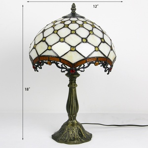 LongHuiJing 12-Inch Handmade for Style Dome AC Powered Table Lamp Simple Flexible Stained Glass Shade Elegant Home Decor - Product Image 2