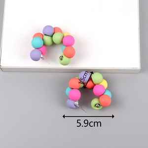 Pendientes de Aro <span class=keywords><strong>Grandes</strong></span> con Cuentas Exageradas de Color Verde Aguacate y Rosa Intenso, Estilo Dulce y Colorido para Mujer, Verano 2024 - Product Image 3