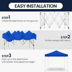 Auvent Pop-Up, Tente de Plage Robuste, Abri Solaire pour Fêtes, Événements, Camping, Extérieur, Tissu Bleu Imperméable Revêtu de PU 420D - Product Image 6