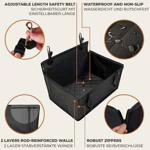 Asiento reforzado <span class=keywords><strong>para</strong></span> <span class=keywords><strong>perros</strong></span> con 4 correas de <span class=keywords><strong>sujeción</strong></span>, asiento de coche impermeable <span class=keywords><strong>para</strong></span> mascotas <span class=keywords><strong>para</strong></span> el asiento trasero del coche (tamaño L, negro) - Product Image 4