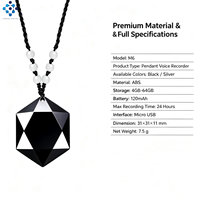 Collier pendentif M6, enregistreur vocal numérique, format WAV, enregistrement temporisé USB, 4-64 Go, mini enregistreur audio ABS, horodatage, LED