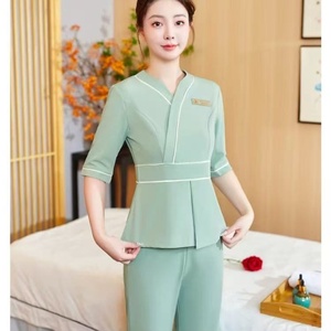 <span class=keywords><strong>Tunique</strong></span> de <span class=keywords><strong>travail</strong></span> respirante en polyester et élasthanne pour femme, avec logo personnalisé, idéale pour les salons de beauté, les spas et les techniciennes de massage thaïlandais, qualité supérieure. - Product Image 4