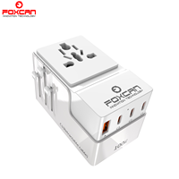 Adaptateur de voyage tout-en-un Foxcan certifié CE 100W, convertisseur de prise multi-ports pour tablette, adaptateur de voyage d'affaires à l'étranger